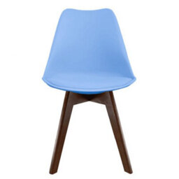 Fusion Living Soho Light Blue Plastic Dining Chair With Squared Dark Wood Legs - thumbnail 7
