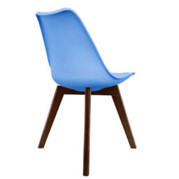 Fusion Living Soho Light Blue Plastic Dining Chair With Squared Dark Wood Legs - thumbnail 5