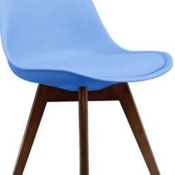 Fusion Living Soho Light Blue Plastic Dining Chair With Squared Dark Wood Legs - thumbnail 3