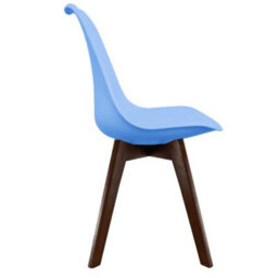 Fusion Living Soho Light Blue Plastic Dining Chair With Squared Dark Wood Legs - thumbnail 6