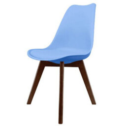 Fusion Living Soho Light Blue Plastic Dining Chair With Squared Dark Wood Legs - thumbnail 1