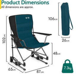 Trail Outdoor Leisure Teal Rocking Folding Camping Chair 120Kg Capacity - thumbnail 7