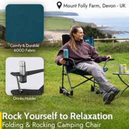 Trail Outdoor Leisure Teal Rocking Folding Camping Chair 120Kg Capacity - thumbnail 3