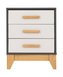 Seconique Cleveland 3 Drawer Bedside In White And Pine With Grey Metal Effect - thumbnail 5