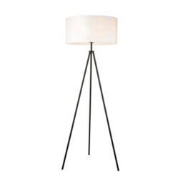 Luminosa Lighting Luminosa Tripod & Cylinder Base & Shade Floor Lamp Matt Black & Vintage White Fabric