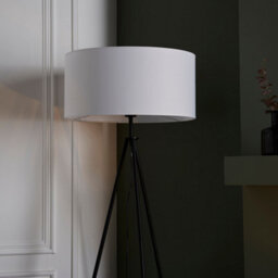 Anson Lighting Luminosa Tripod & Cylinder Base & Shade Floor Lamp Matt Black & Vintage White Fabric - thumbnail 5