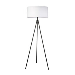 Anson Lighting Luminosa Tripod & Cylinder Base & Shade Floor Lamp Matt Black & Vintage White Fabric - thumbnail 6