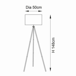 Anson Lighting Luminosa Tripod & Cylinder Base & Shade Floor Lamp Matt Black & Vintage White Fabric - thumbnail 7