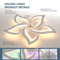 Led Ceiling Fan Light With Remote Control Living Room Chandelier Lamp Dimmable - thumbnail 9