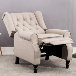 More4Homes Althorpe Pushback Wingback Fireside Recliner Armchair (Pumice Linen) - thumbnail 9