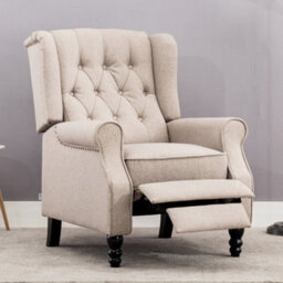 More4Homes Althorpe Pushback Wingback Fireside Recliner Armchair (Pumice Linen)
