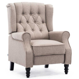 More4Homes Althorpe Pushback Wingback Fireside Recliner Armchair (Pumice Linen) - thumbnail 3