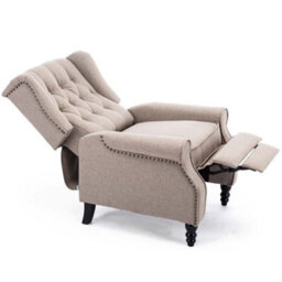 More4Homes Althorpe Pushback Wingback Fireside Recliner Armchair (Pumice Linen) - thumbnail 5