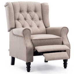 More4Homes Althorpe Pushback Wingback Fireside Recliner Armchair (Pumice Linen) - thumbnail 4
