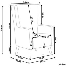 Wyld And Coco Wingback Chair Deep Green Velvet High Back With Slanted Rubberwood Legs - thumbnail 4