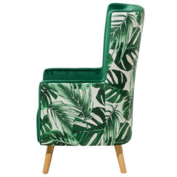 Wyld And Coco Wingback Chair Deep Green Velvet High Back With Slanted Rubberwood Legs - thumbnail 5