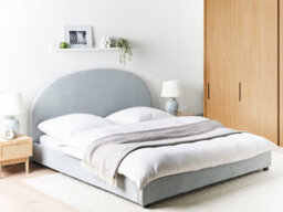 Beliani Bed Chenille Vaucluse 180 X 200 Cm (Eu Super King) Light Blue - thumbnail 2