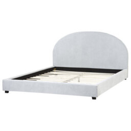 Beliani Bed Chenille Vaucluse 180 X 200 Cm (Eu Super King) Light Blue - thumbnail 6
