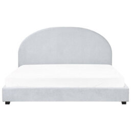 Beliani Bed Chenille Vaucluse 180 X 200 Cm (Eu Super King) Light Blue - thumbnail 4