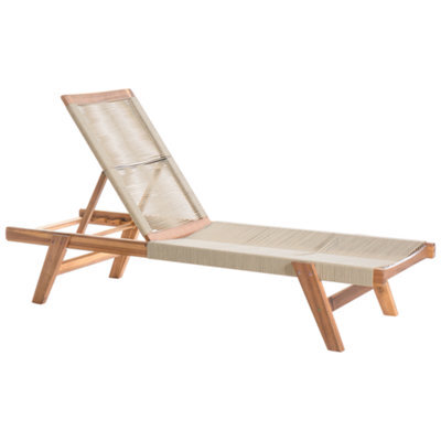 Beliani Sun Lounger Prossedi Reclining Acacia Wood Beige - image 1