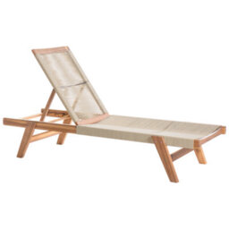 Beliani Sun Lounger Prossedi Reclining Acacia Wood Beige - thumbnail 1