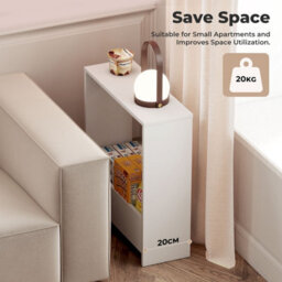 Levede Side Table Magazine Storage End Table Narrow For Living Room White - thumbnail 8