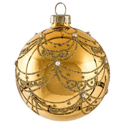 Beliani Set Of 35 Baubles Icedrop Glass Blue/ Gold - thumbnail 6