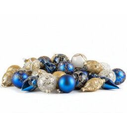 Beliani Set Of 35 Baubles Icedrop Glass Blue/ Gold