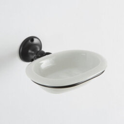 Homestylestore Black Wall Mounted White Ceramic Soap Dish And Holder - thumbnail 1