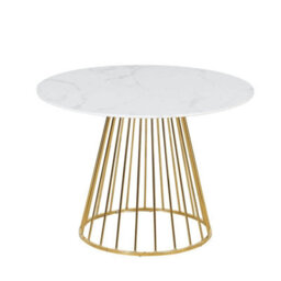 Buttercup Farm New mmilo Liverpool Style Marble Table With Golden Chrome Legs - L100 X W100 X H75 Cm - White - thumbnail 1