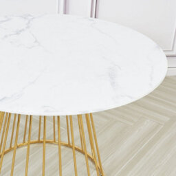 Buttercup Farm New mmilo Liverpool Style Marble Table With Golden Chrome Legs - L100 X W100 X H75 Cm - White - thumbnail 3