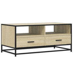 Walplus Coffee Table Sonoma Oak 100X50X45 Cm Engineered Wood And Metal - thumbnail 2
