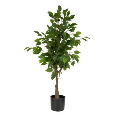 Candlelight 107Cm Green & Black Ficus Tree Artificial Plant In Black Pot - image 1