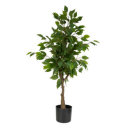 Candlelight 107Cm Green & Black Ficus Tree Artificial Plant In Black Pot