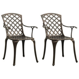 Berkfield 3 Piece Bistro Set Cast Aluminium Bronze - thumbnail 3