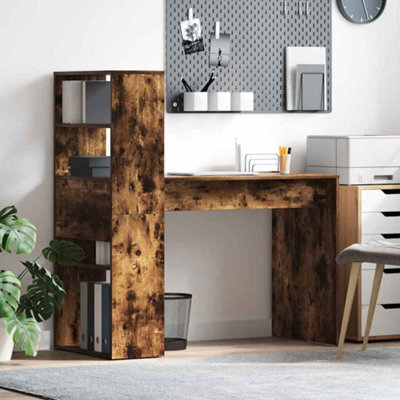 Berkfield Desk With Storage Smoked Oak 113X54X120 Cm Engineered Wood - image 1