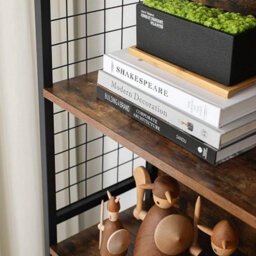 Songmics Bookcase, Office Storage Shelf, 4 Tiers For Books, Steel Frame, S-Shaped Hooks, Room, Studio, Rustic Brown And Black - thumbnail 7