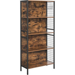 Songmics Bookcase, Office Storage Shelf, 4 Tiers For Books, Steel Frame, S-Shaped Hooks, Room, Studio, Rustic Brown And Black - thumbnail 8