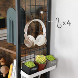 Songmics Bookcase, Office Storage Shelf, 4 Tiers For Books, Steel Frame, S-Shaped Hooks, Room, Studio, Rustic Brown And Black - thumbnail 5