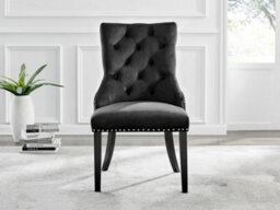 Furniturebox Kylo Brown Rectangular Wood Effect Dining Table & 6 Black Velvet Belgravia Black Leg Chairs - thumbnail 6