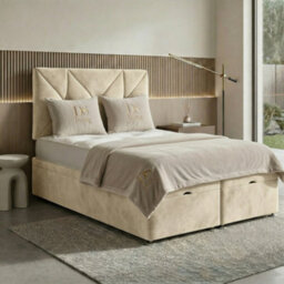 DS Living Eclipse Cream Ottoman Bed - Divan Bed Frame - thumbnail 1