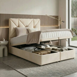 DS Living Eclipse Cream Ottoman Bed - Divan Bed Frame - thumbnail 2