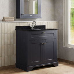 Hudson Reed Floor Standing Two Door Traditional Vanity Unit With 1 Tap Hole Black Marble Top & Basin In Twilight Blue, 820 X 470mm - thumbnail 4