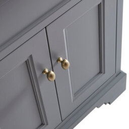 Homestylestore Light Grey And Oak 645mm Bathroom Vanity Unit And Brushed Brass Classic Round Handles - thumbnail 5