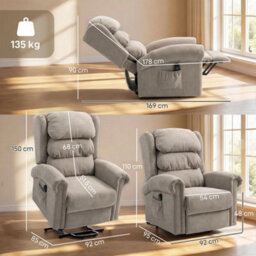 Khaki Power Lift Recliner Chair With Remote Control For Elderly - thumbnail 2