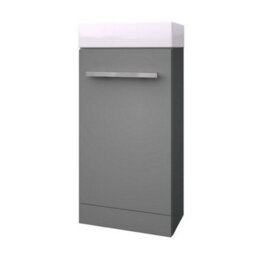 Clifton Bathroom Floor Standing Cloakroom Vanity Unit With Basin 400mm Wide - Storm Grey Gloss  - Brassware Not Included - thumbnail 1