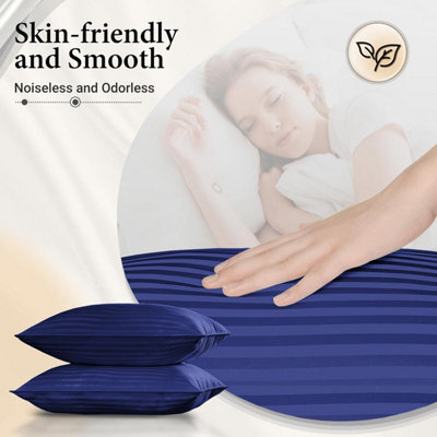 Ameha Pillowcase Pair Navy Microfiber Stripe Pillowcase-Envelope Closure Pillowcase, Machine Washable Bedding Pillow Cover 50X75Cm - image 1