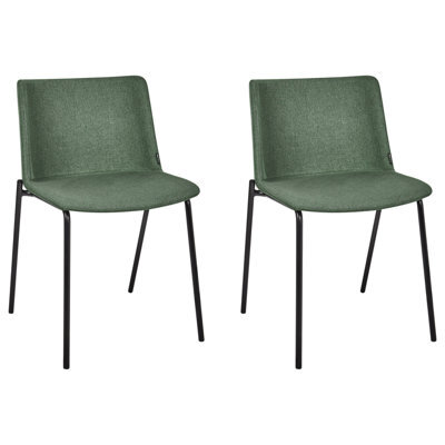 Beliani Set Of 2 Dining Chairs Esbon Fabric Dark Green - image 1