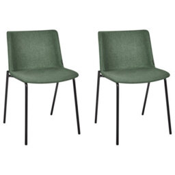 Beliani Set Of 2 Dining Chairs Esbon Fabric Dark Green