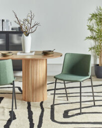 Beliani Set Of 2 Dining Chairs Esbon Fabric Dark Green - thumbnail 2
